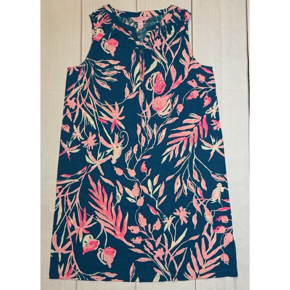 Lilly Pulitzer Floral Shift Girls Dress Tidal Wave Prime Time Pink Size XL - Picture 1 of 5